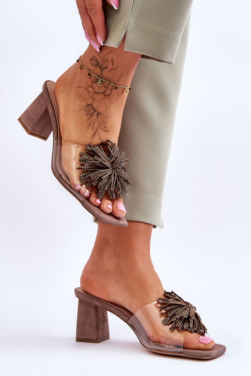 Módne priehľadné vysoké podpätky S.Barski KV-AP658-1 Brown