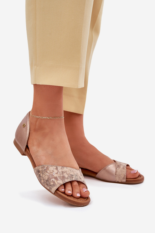 Dámske Kožené Sandále Na Ploškom Opätku Maciejka 06947-25 Zlaté