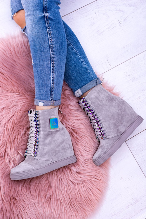 Dámske tenisky Lu Boo Gray Suede s dúhovými reťazcami Monica