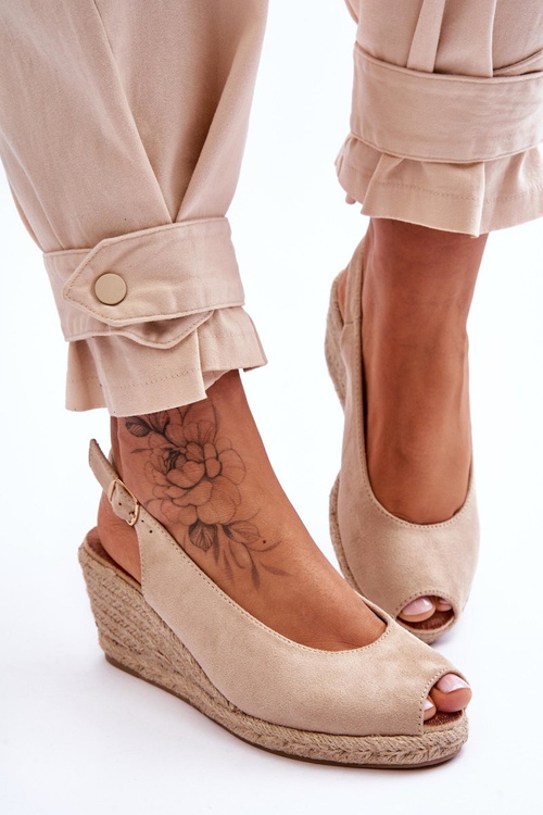 Tieňové sandále na klinoch beige elsie