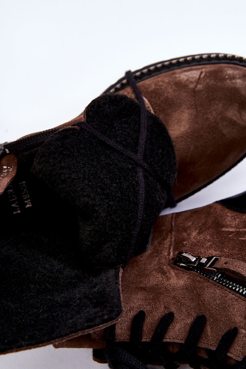 Semišové zateplené boty Laura Messi 2508 Hněde