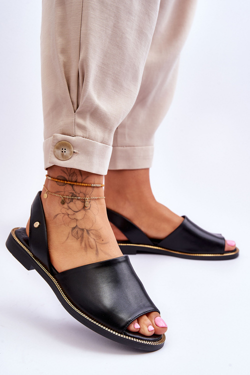 Kožené posuvné čierne sandále lemar alivia