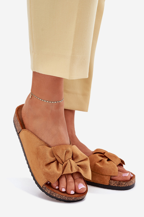 Dámské Pantofle Na Korkové Podešvi S Mašlí Camel Seressa