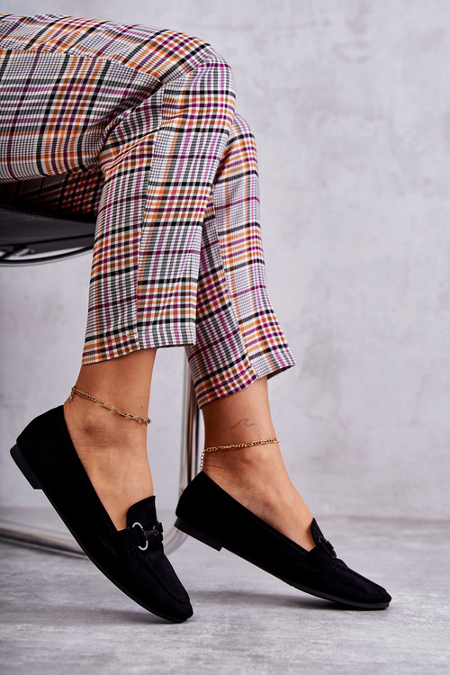 Suede Poleafers s dekoráciou čierny Santi