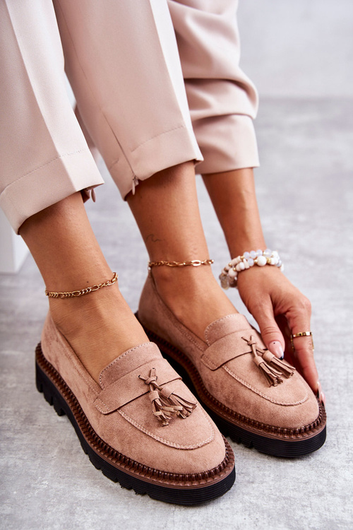 Dámske semišové topánky na platforme Beige Unni