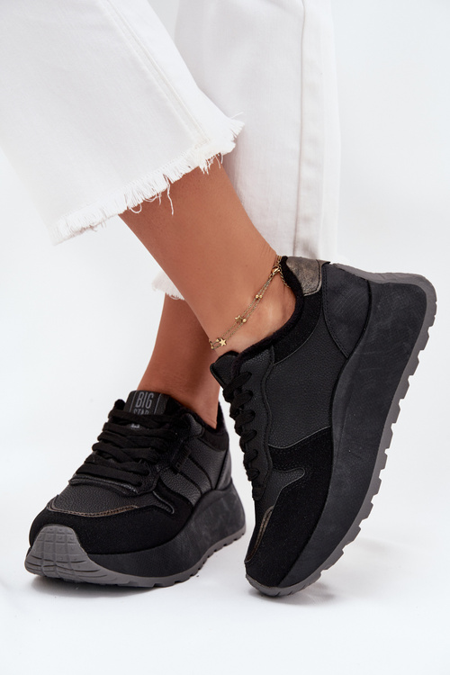 Zateplené dámské sneakers na platformě Big Star SS274007 HI-POLY SYSTEM černé