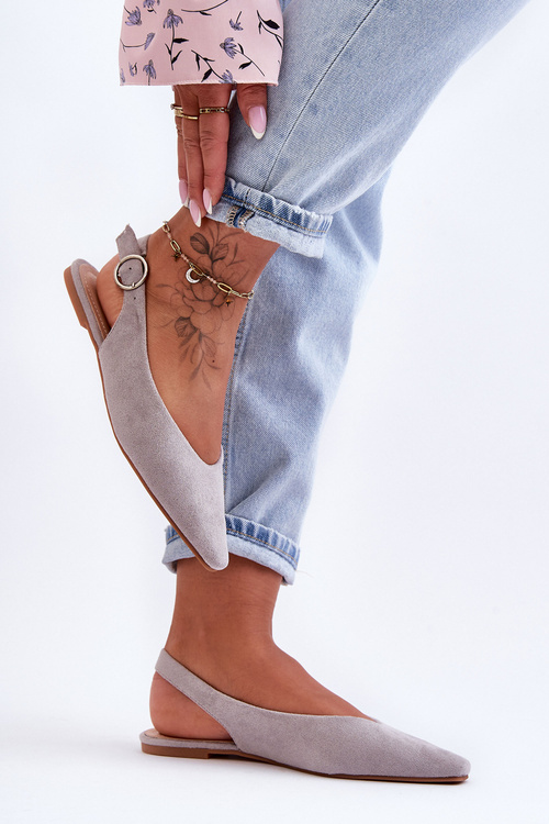 Ženské sivé dámske semišové baleríny