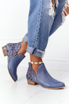 Kožené Boty Maciejka Tmavě Modré S Květinami 04091-64