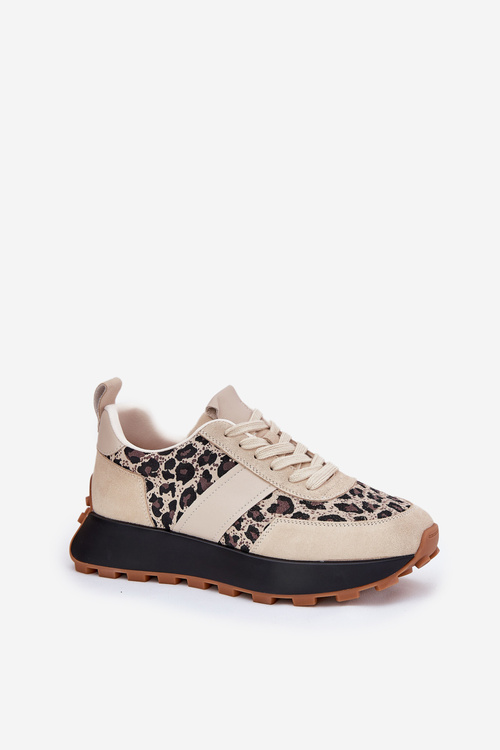 Zamšové Dámské Sneakersy Na Platformě Panther Vinceza 66793 Béžové