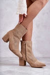 Ženské semišové vysoké podpätky Nicole 2757 béžová