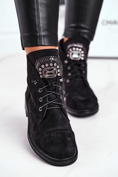 Dámské Kotníkové Boty zateplené Semišové černé Hondus