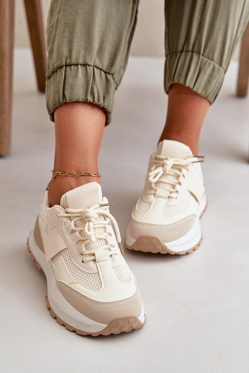 Dámské Tenisky Na Platformě Béžové Nevelaine