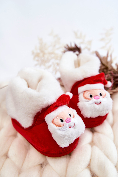 Dětské teplé papuče Santa Claus červené