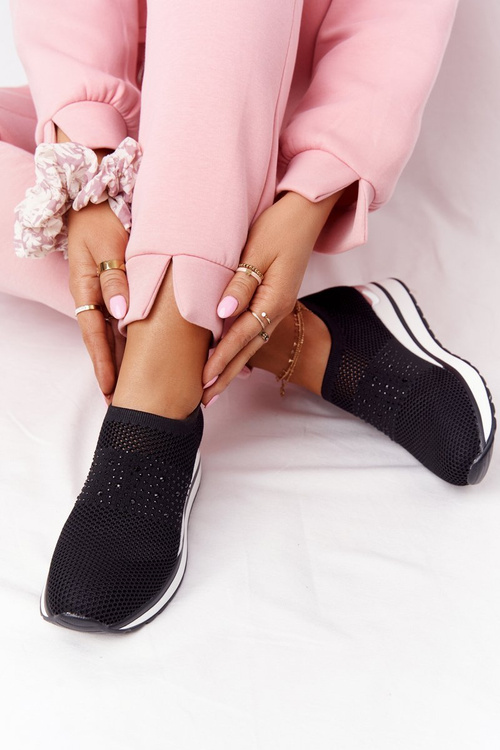 Prolamovane Klínové Tenisky Sneakers Slip-On Černé Sophia