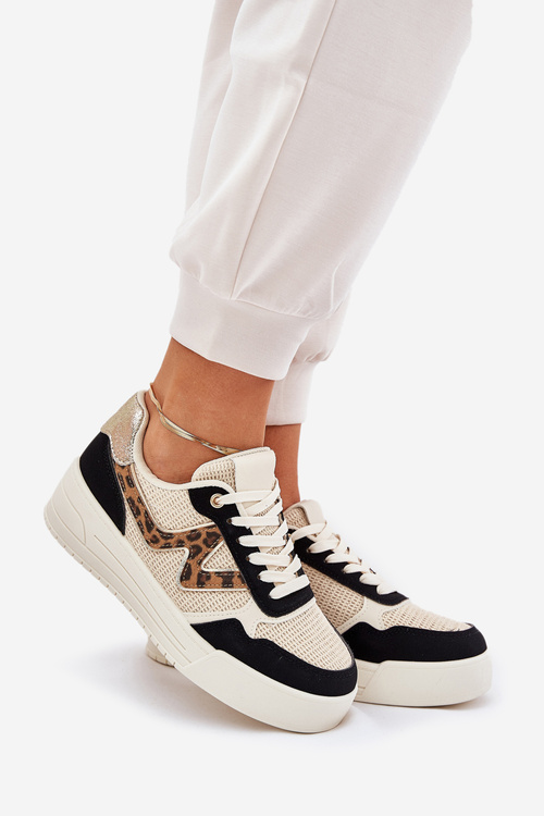 Dámské Sportovní Boty Na Platformě Leopardí Černé Lorori