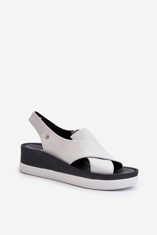 Zazoo 40256 Kožené Sandále Na Klinu Biele