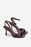 Dámské sandály na podpatku Eko kůže čokoládové Brisora