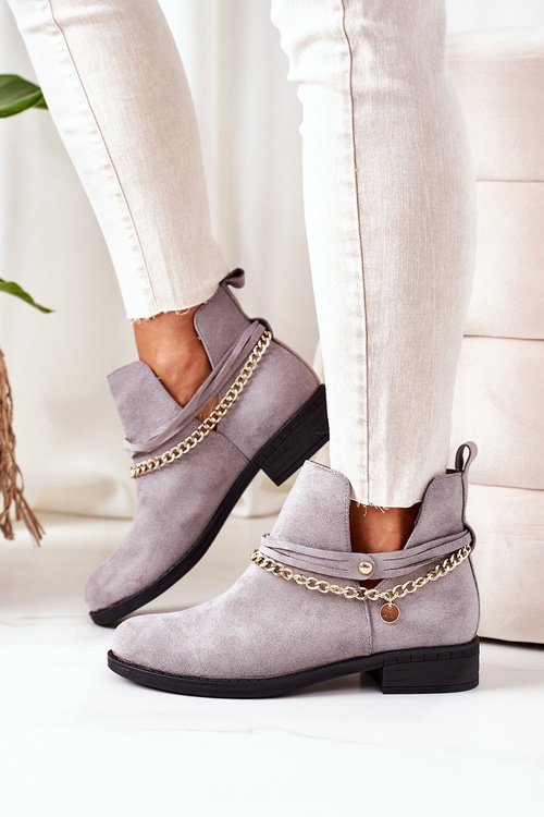 Semišové topánky so sivou reťazou Elvira