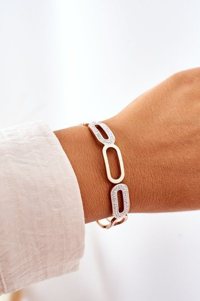 Oceľový náramok s ružovým zlatom zirkónov