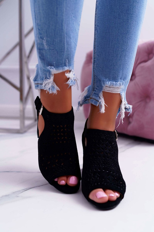 Dámske sandále na Peep Toe Black Olenia Post