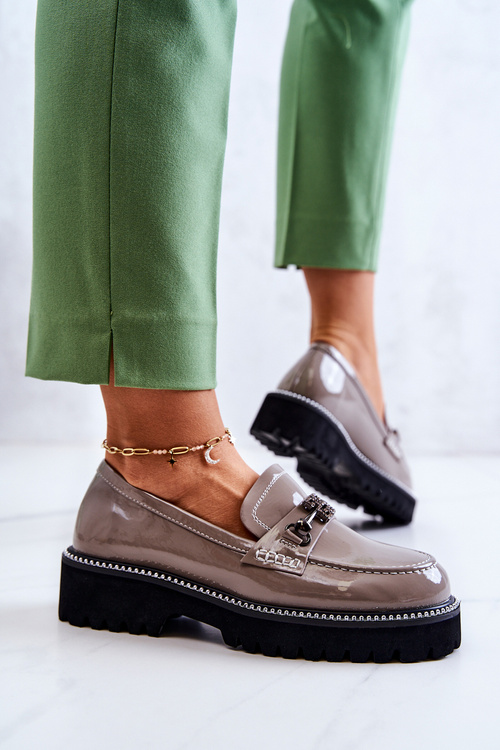 Chýbali kožené topánky s dekoráciou svetlo hnedej adison