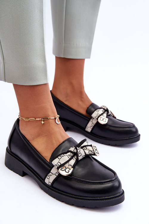 Kožené Dámske Poltopánky Mokasíny Čierne S.Barski HY42-330