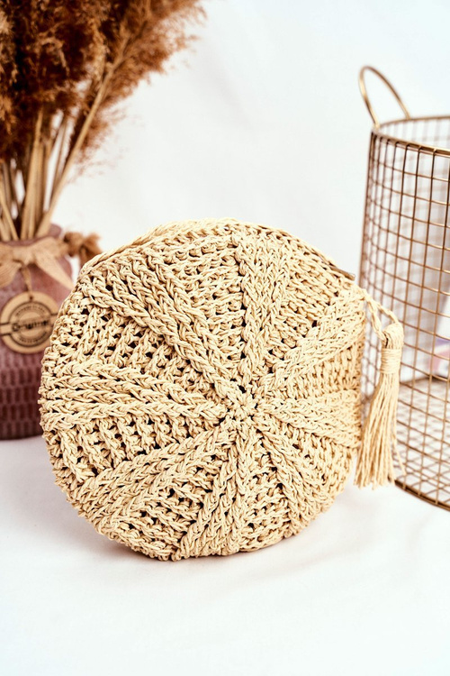 Boho béžová spletená kabelka