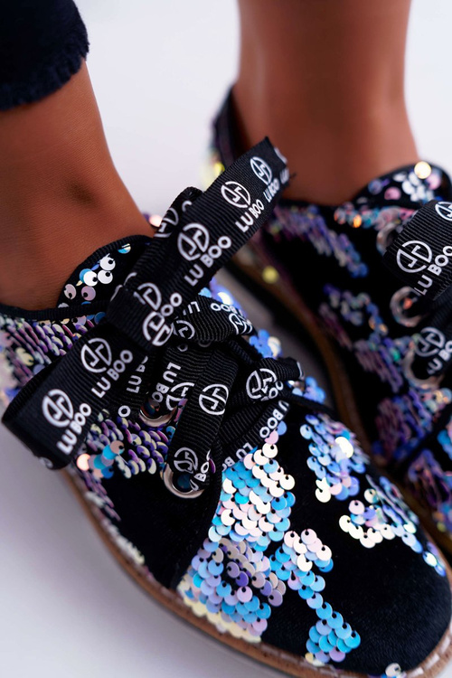 Dámské Polobotky Lu Boo Stříbrné Flitry Moonlight