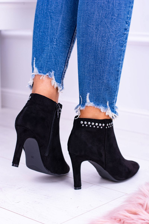 Dámské černé kotníkové boty Nýty Bemi