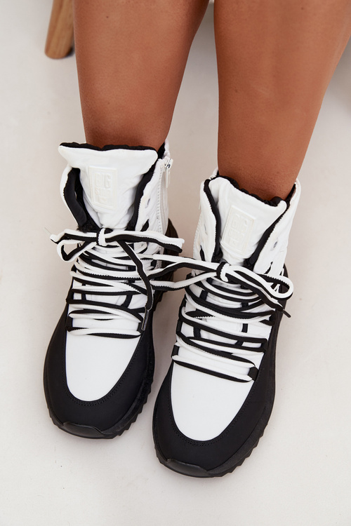 Dámské Sněhule Na Zip Big Star SS274060 Bílá-Černá