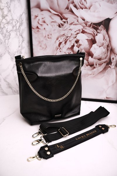 Dámská Kabelka S Odnímatelnými Popruhy LAURA BIAGGI Lakovana černá