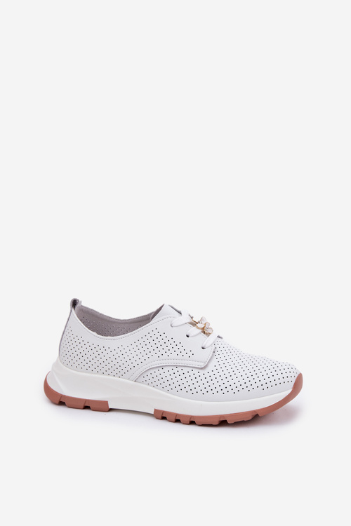 Kožené Polobotky Dámské S Připínacím Klipem Artiker 54C1810 Bílé