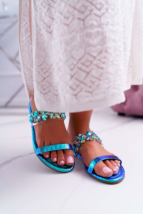 Dámské Nazouváky Lu Boo Elegantní se Zirkony Modré Elementary