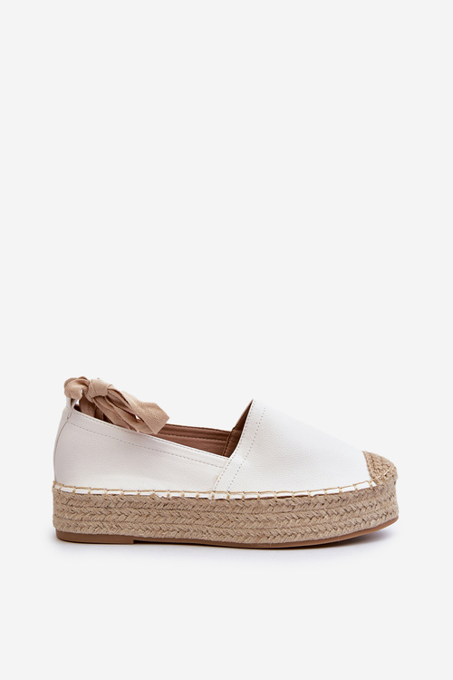 Dámské bílé espadrilky se šněrováním na platformě s pletením Tailesse