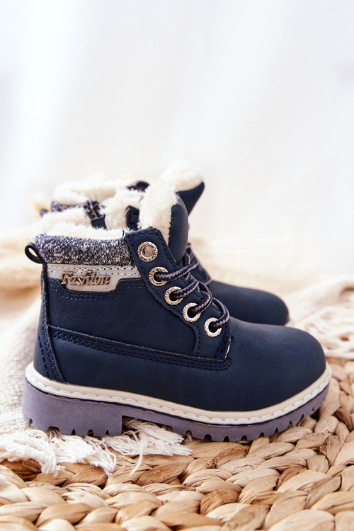 Dětské Zateplené Boty S Kožešinou Tmavě Modrá Estee
