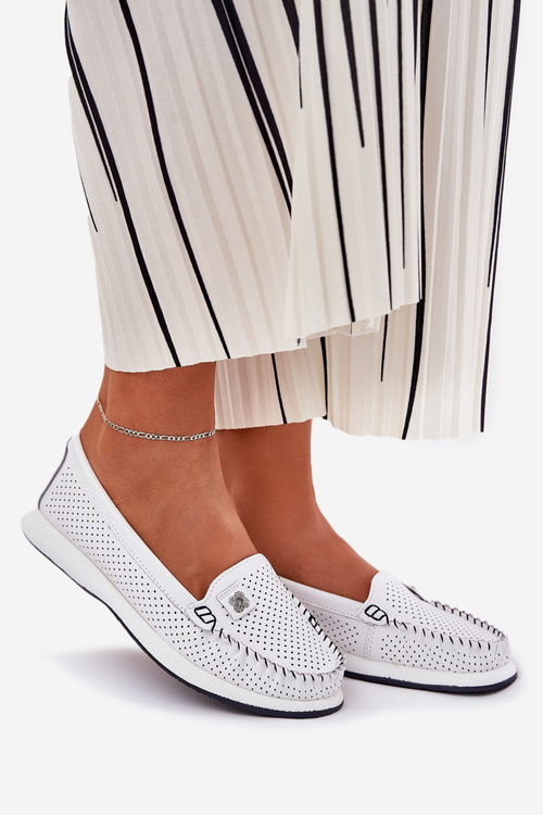 Dámské Kožené Mokasíny S.Barski LR51-673 Bílé