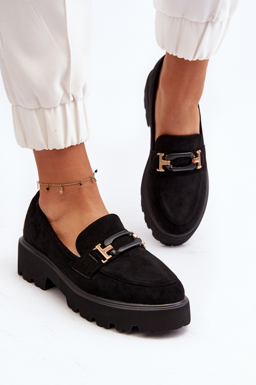 Dámské mokasíny s ozdobou černé Omavia