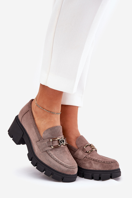 Eko Semišové Dámske Poltopánky S Ozdobou Ciemnobeżowe Vinceza 39921