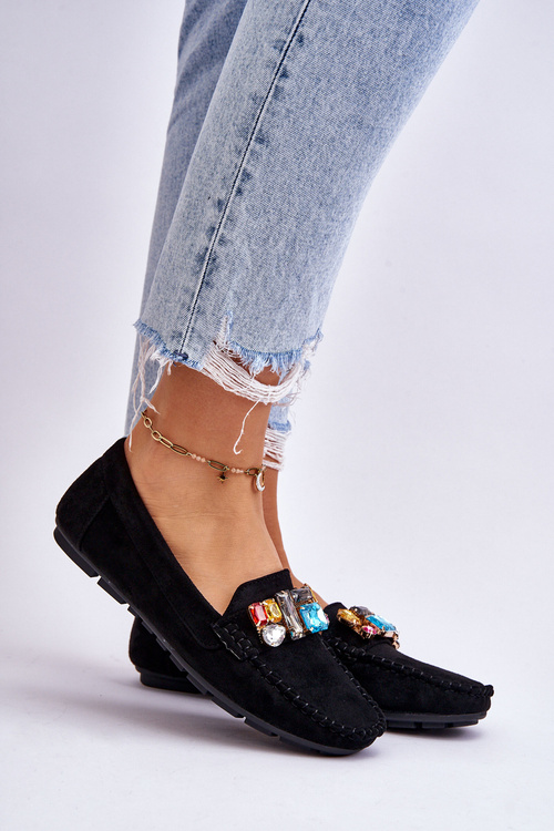 Dámské semišové mokasíny s krystaly námořnická modrá Lucille