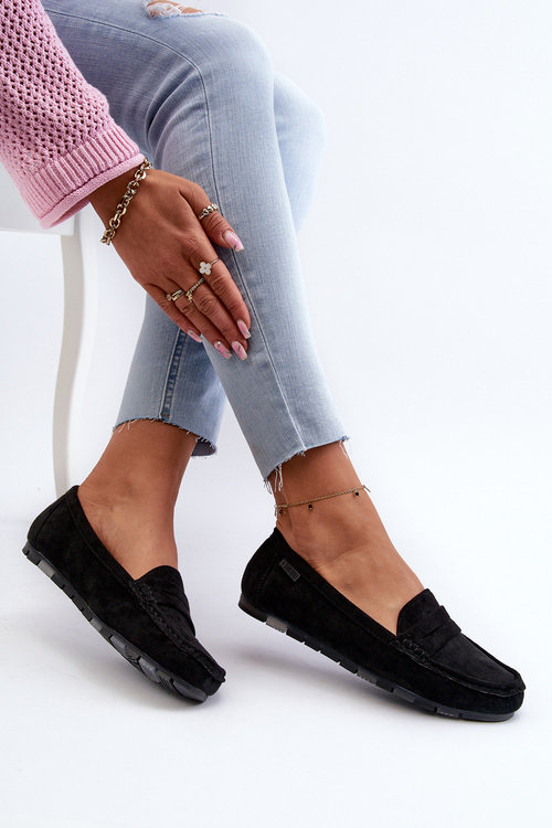 Dámské mokasíny z ekologického semiše Big Star NN274929 se systémem paměťové pěny Černé