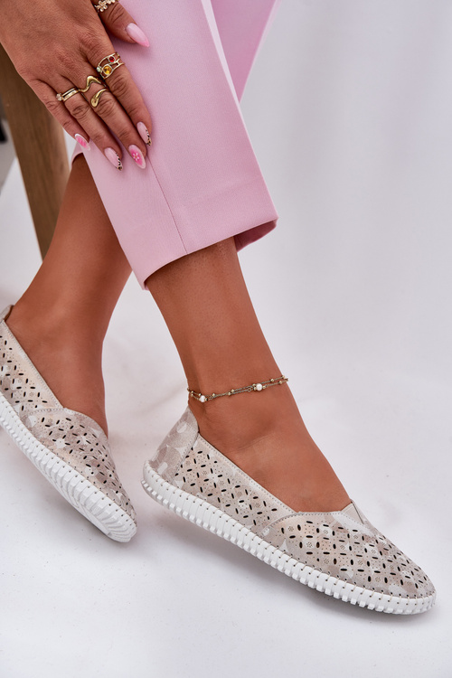 Dámske semišové perforované poltopánky zlatohnedé Chulieta