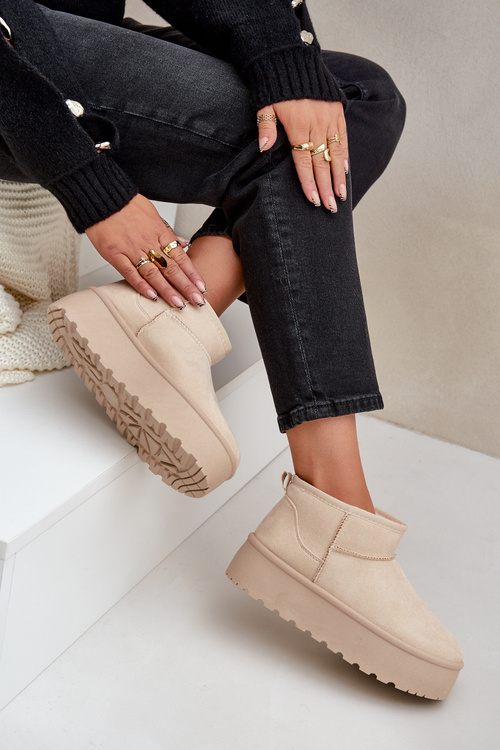 Dámske Snehové Topánky Na Platforme Svetlo Béžové Ninala