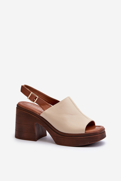 Elegantné dámske sandále z ekokože na opätku béžové Vattima