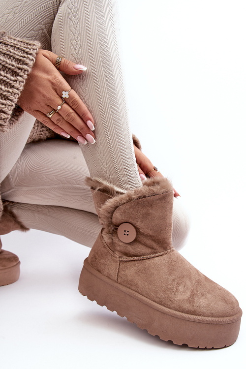 Dámske snehové topánky na plošine s kožou béžovou wikas