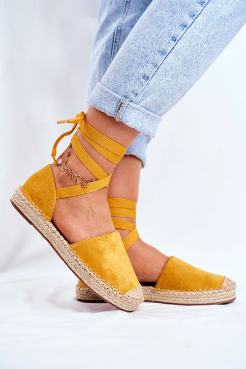 Dámské Espadrilky Šněrované Žluté Bonjour