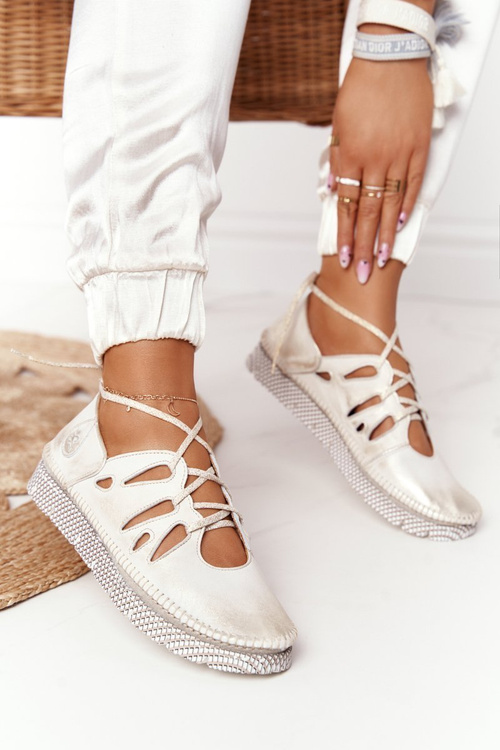 Dámské Polobotky Kožené Maciejka 04449-25 Béžové-Zlaté