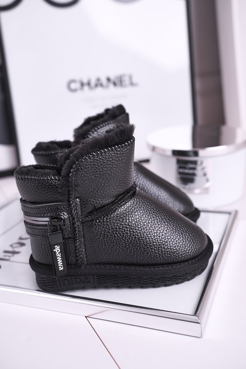 Dětské Sněhule S Kožešinou černé Let It Snow