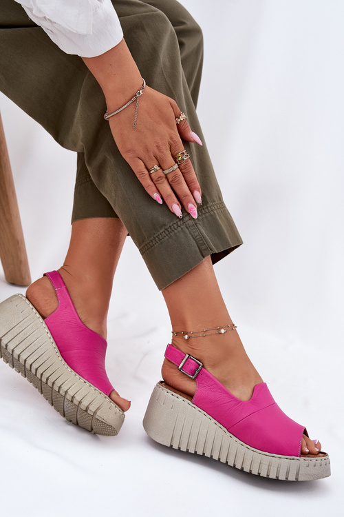 Dámské Sandály Z Přírodní Kůže Na Klínu Fuchsie Artiker 54C0789