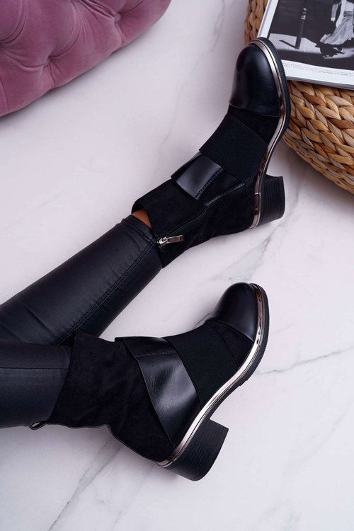 Dámske semišové topánky s čiernou lampou elastickou