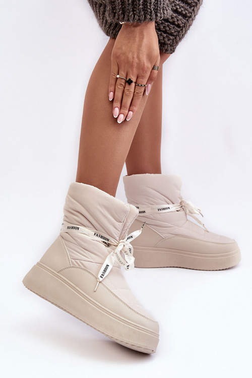 Dámské sněhule s ozdobným svazováním světle béžové Siracna